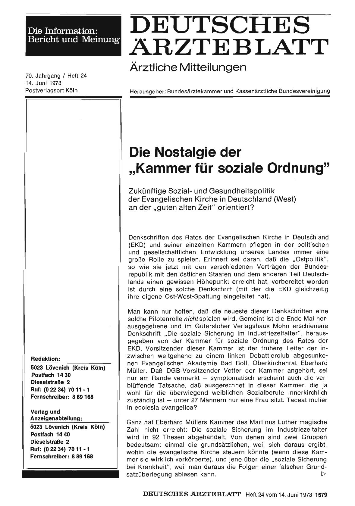 Vorschauseite 1: Die Nostalgie der „Kammer für soziale Ordnung"
