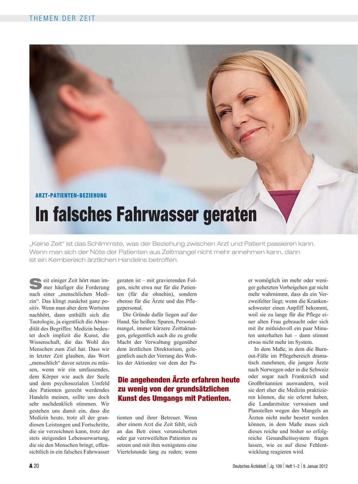 Vorschauseite 1: Arzt-Patienten-Beziehung: In falsches Fahrwasser geraten