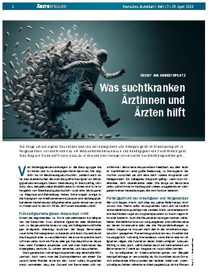 Vorschauseite 1: Sucht am Arbeitsplatz: Was suchtkranken Ärztinnen und Ärzten hilft