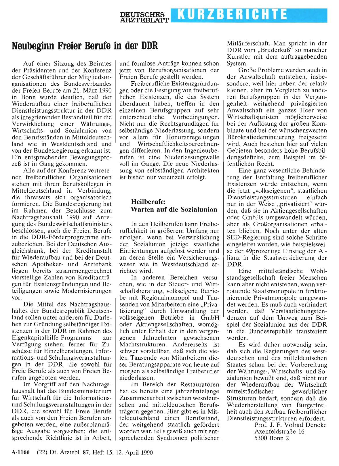 Vorschauseite 1: Neubeginn Freier Berufe in der DDR