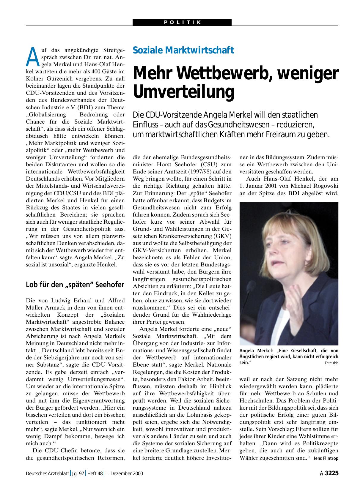 Vorschauseite 1: Soziale Marktwirtschaft: Mehr Wettbewerb, weniger Umverteilung