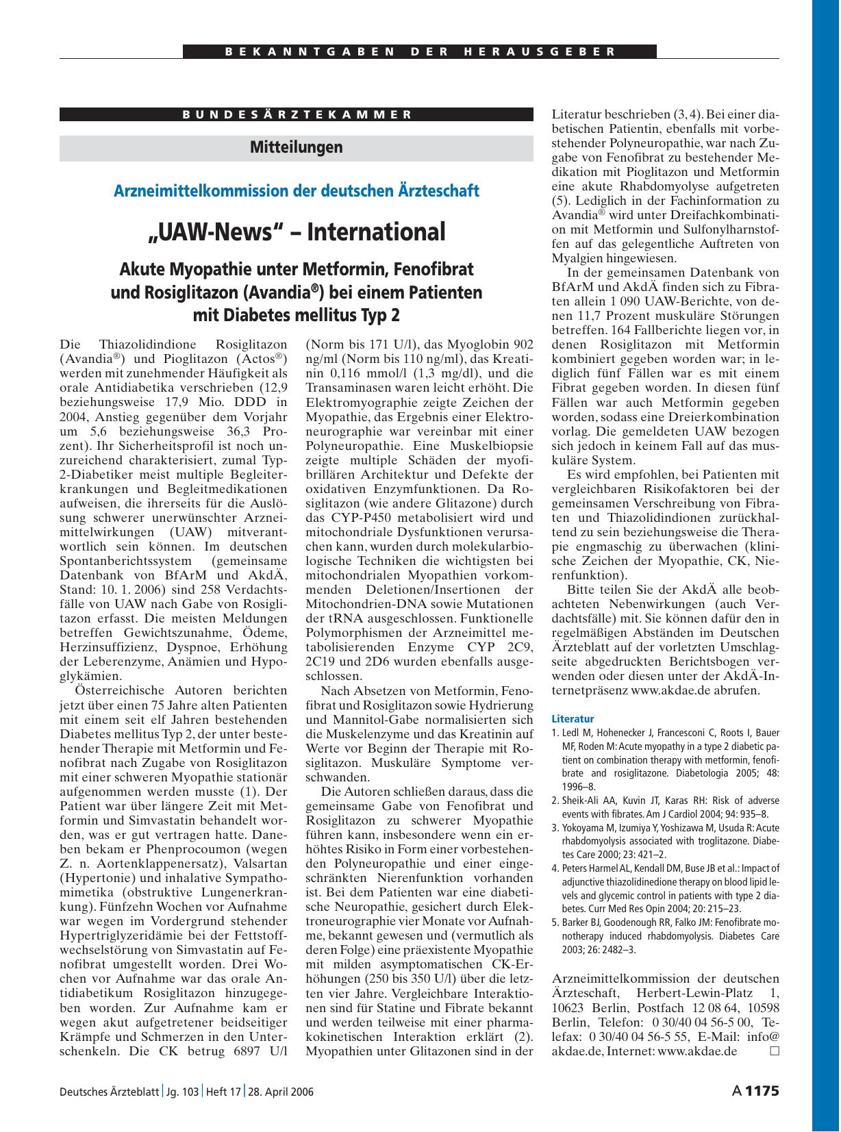 Vorschauseite 1: Mitteilungen: „UAW-News“ – International
