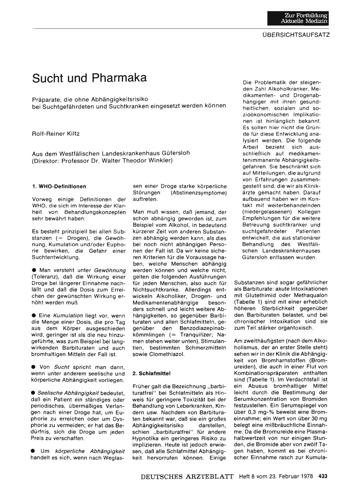 Vorschauseite 1: Sucht und Pharmaka