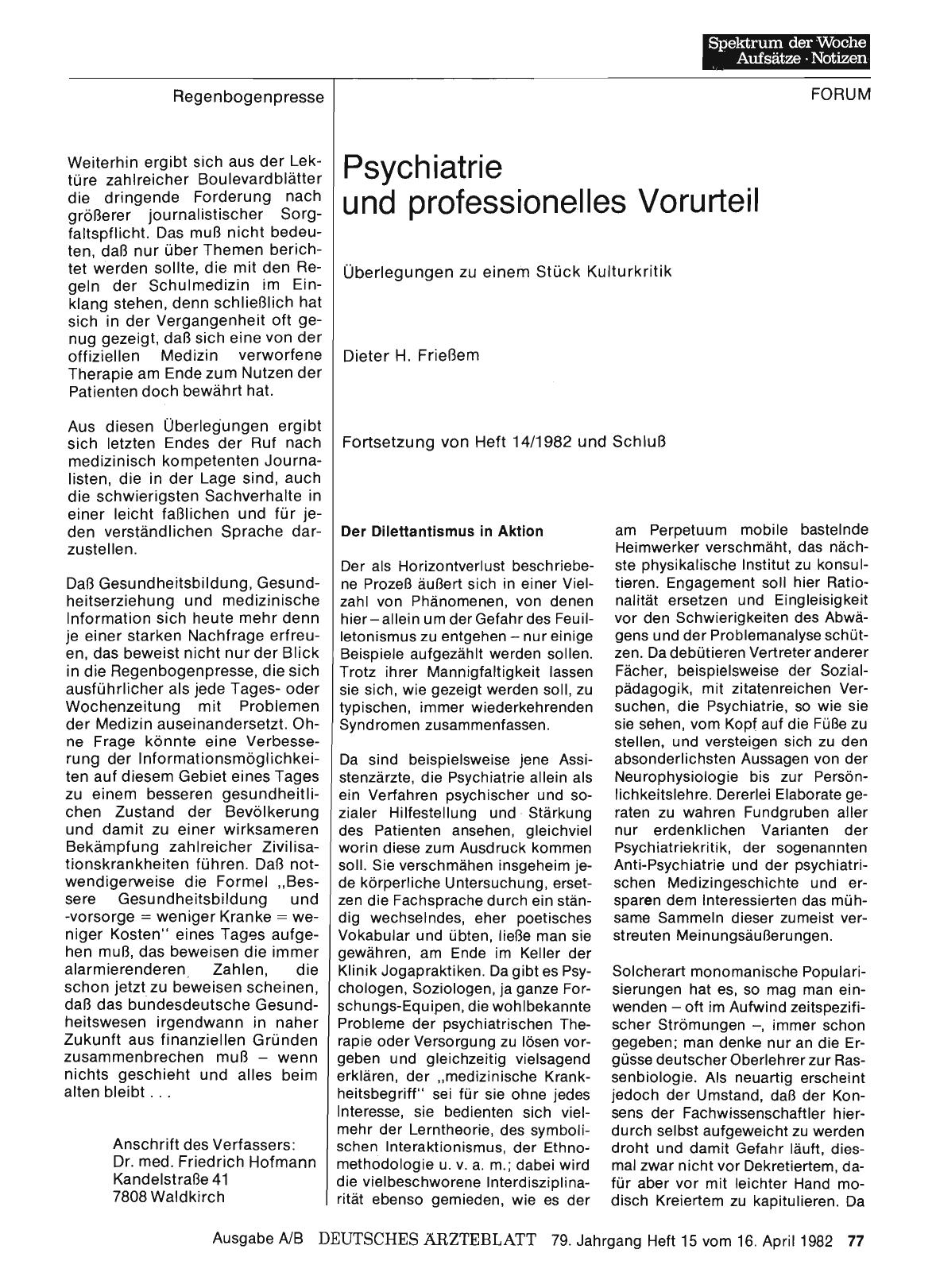 Vorschauseite 1: Psychiatrie und professionelles Vorurteil