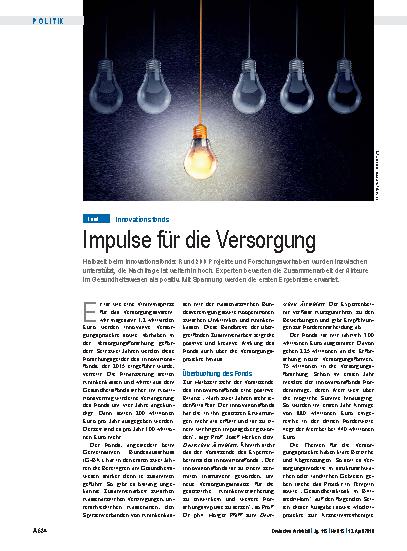 Vorschauseite 1: Innovationsfonds: Impulse für die Versorgung