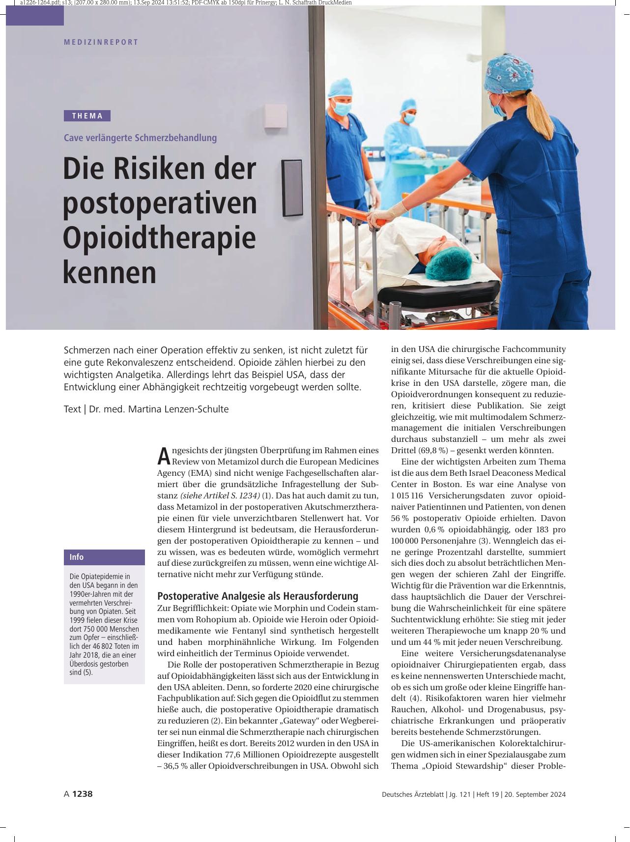 Vorschauseite 1: Korrektur: Achte auf verlängerte Schmerzbehandlung: Die Risiken der postoperativen Opioidtherapie kennen