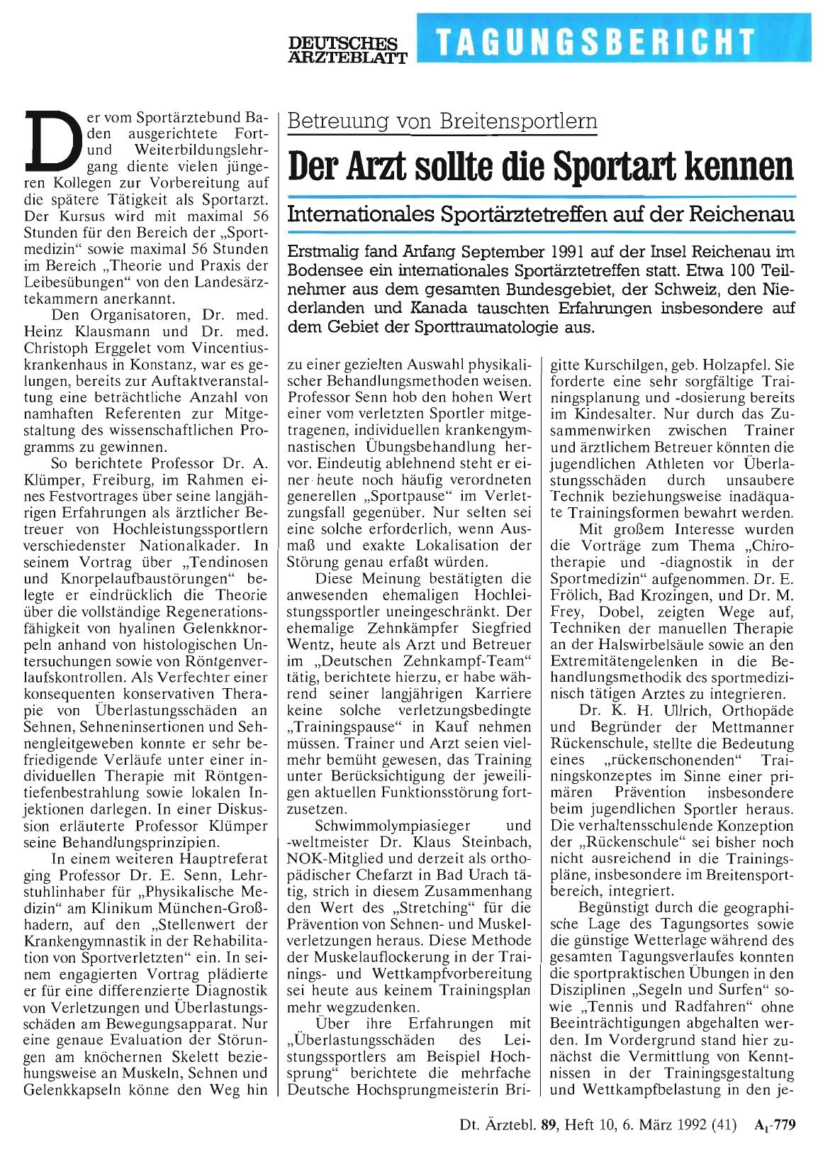 Vorschauseite 1: Betreuung von Breitensportlern: Der Arzt sollte die Sportart kennen