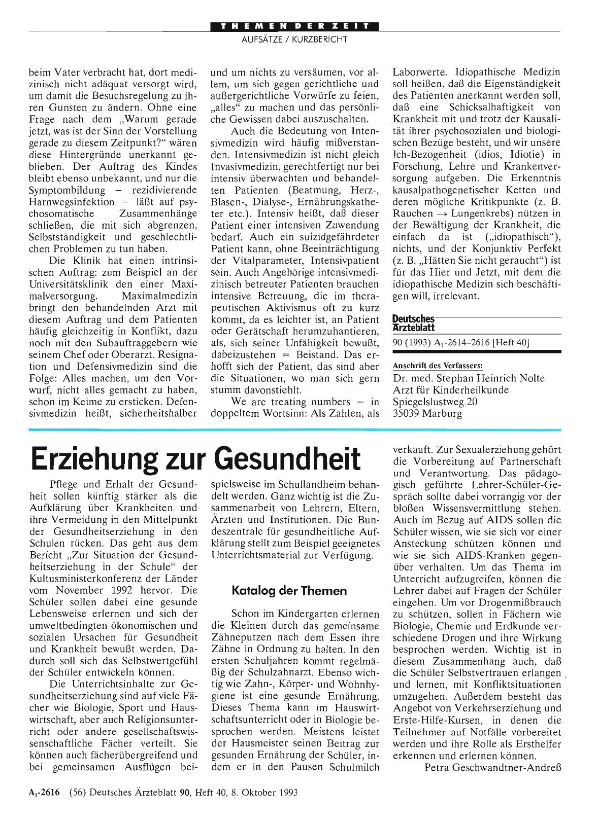 Vorschauseite 1: Erziehung zur Gesundheit