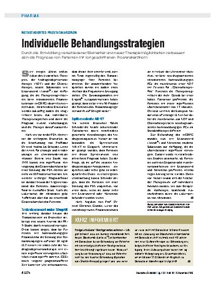Vorschauseite 1: Kurz informiert: Fortgeschrittene Weichgewebesarkome