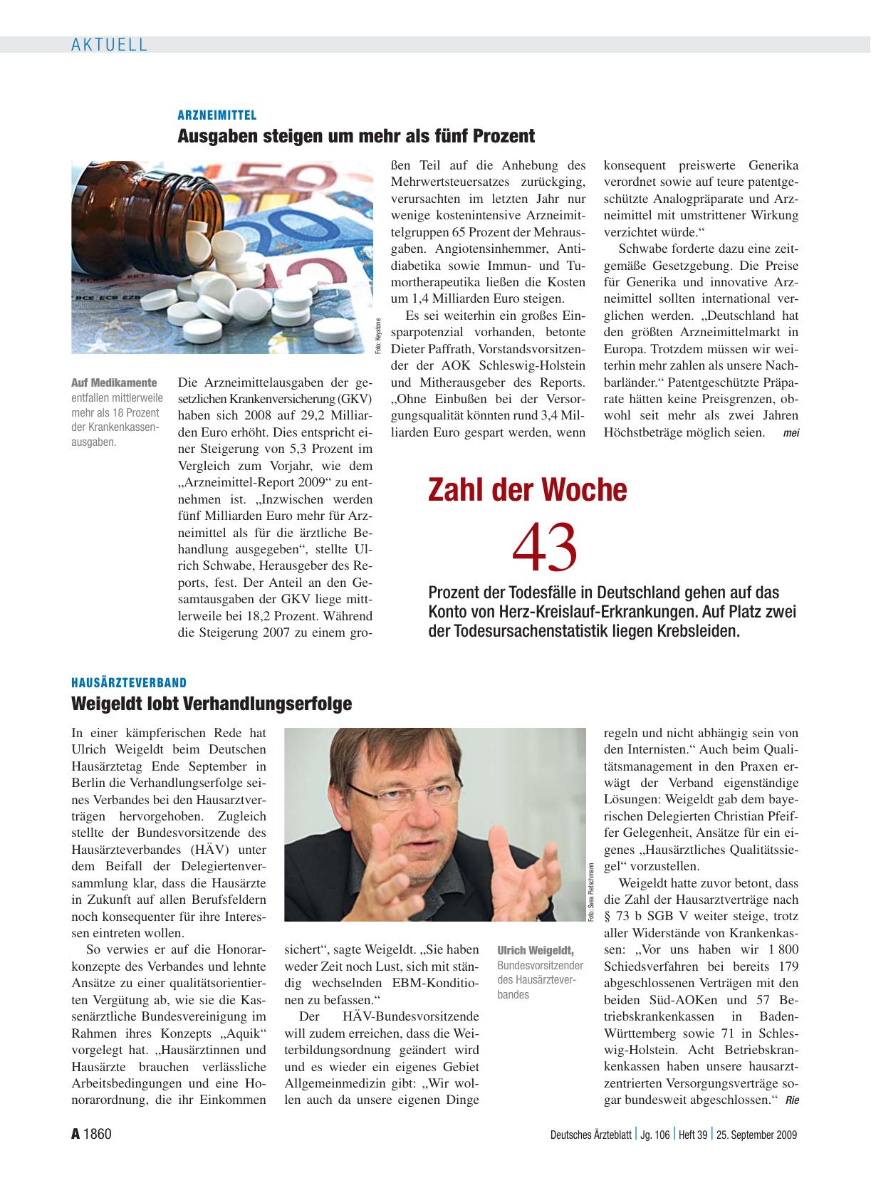 Vorschauseite 1: Arzneimittel: Ausgaben steigen um mehr als fünf Prozent