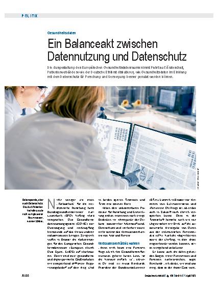 Vorschauseite 1: Gesundheitsdaten: Ein Balanceakt zwischen Datennutzung und Datenschutz