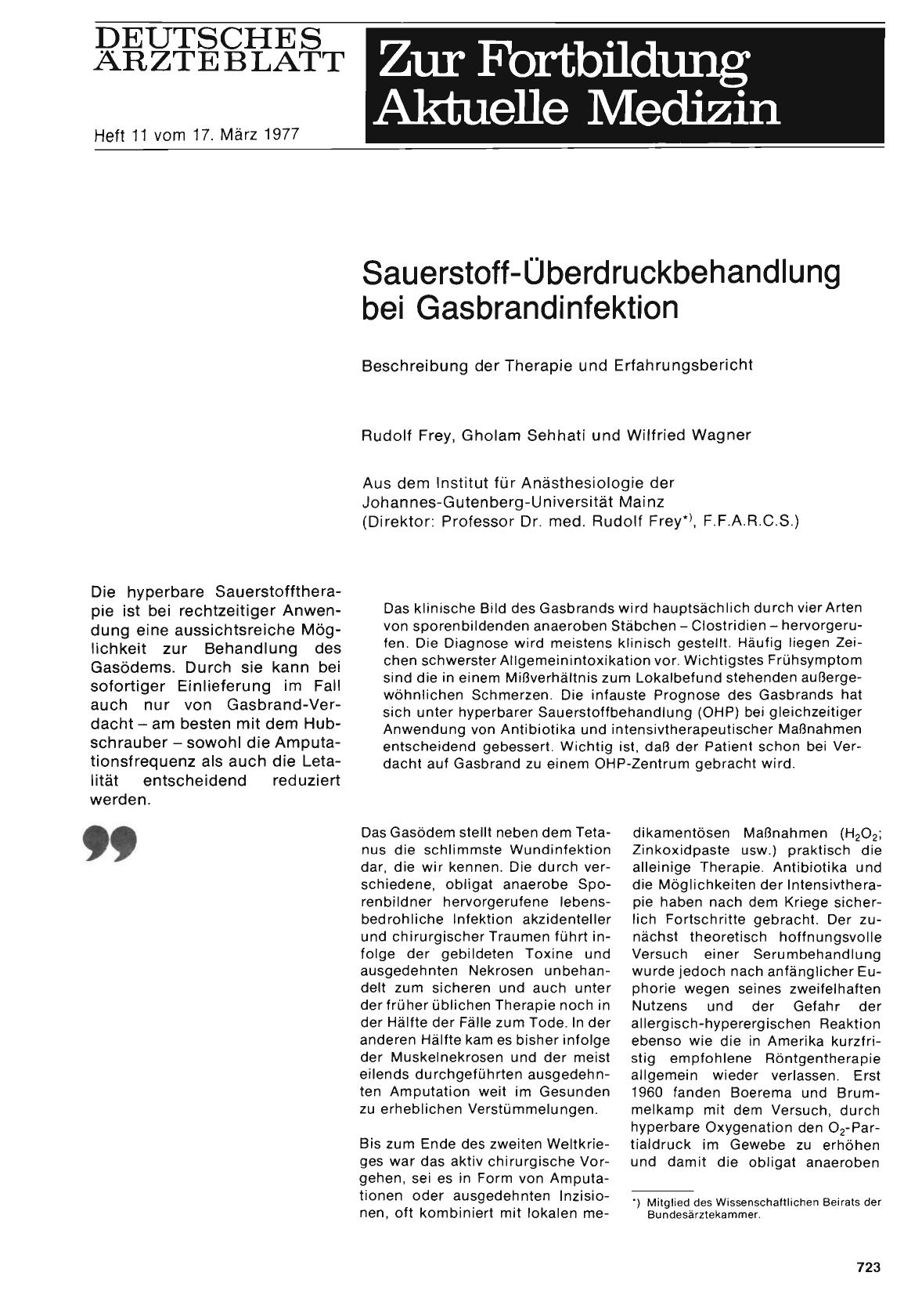 Vorschauseite 1: Sauerstoff-Überdruckbehandlung bei Gasbrandinfektion