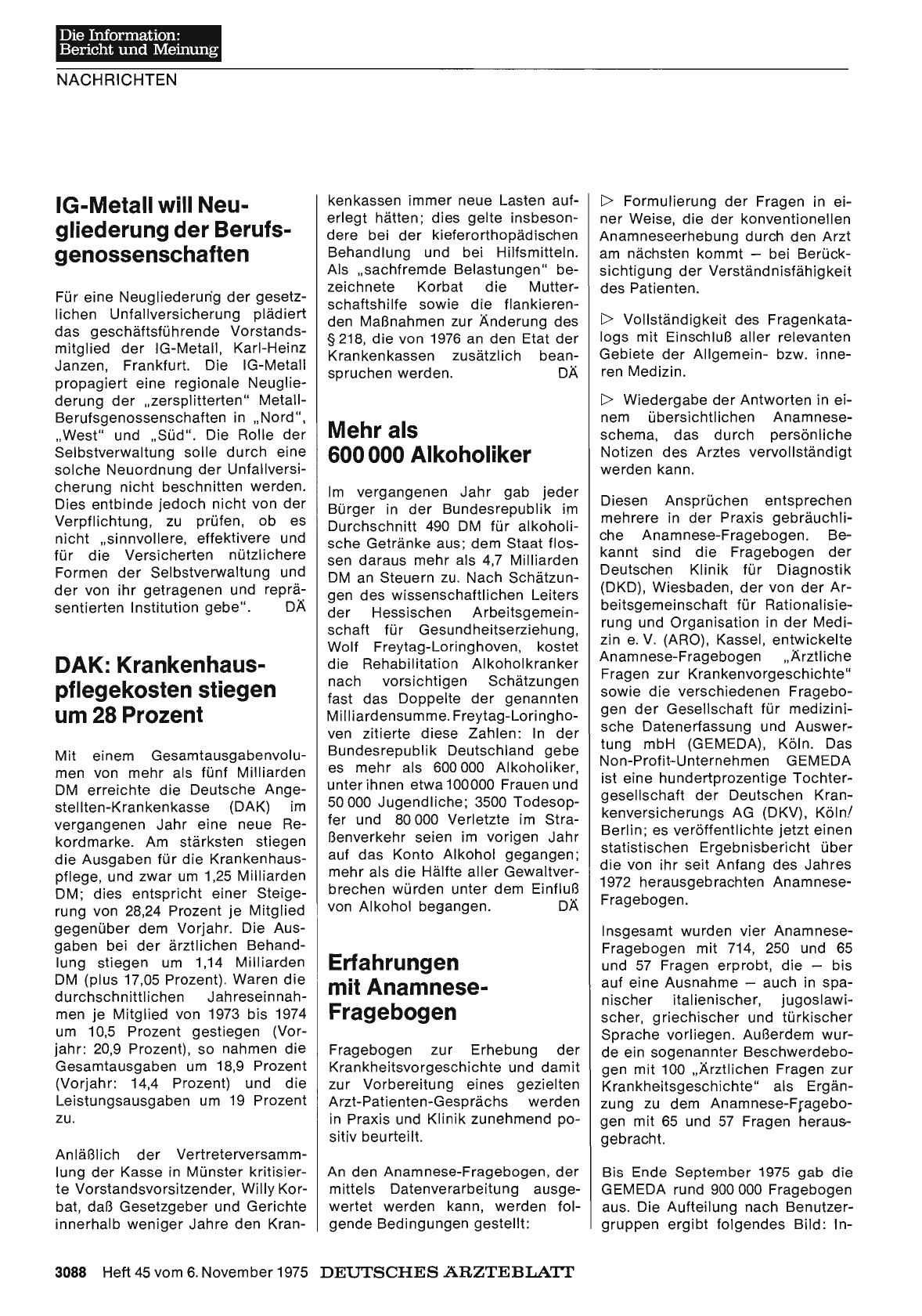 Vorschauseite 1: IG-Metall will Neugliederung der Berufsgenossenschaften