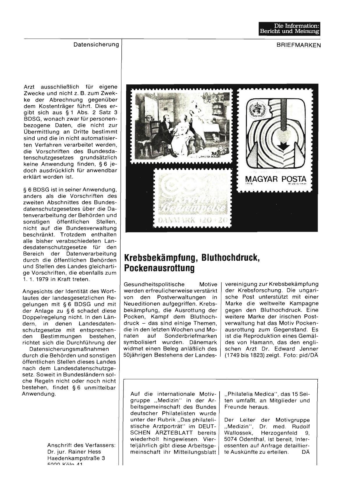 Vorschauseite 1: Krebsbekämpfung, Bluthochdruck, Pockenausrottung