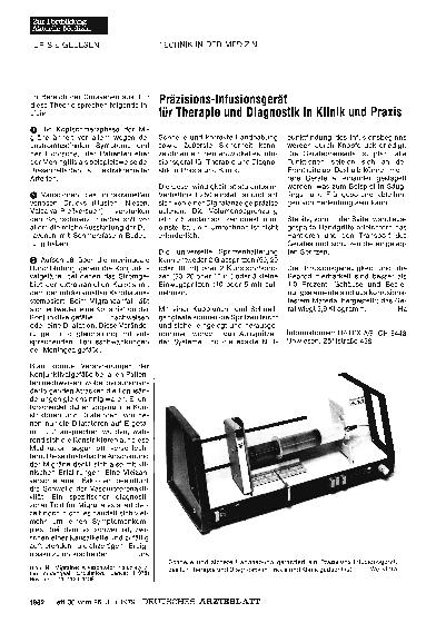 Vorschauseite 1: Präzisions-lnfusionsgerät für Therapie und Diagnostik in Klinik und Praxis