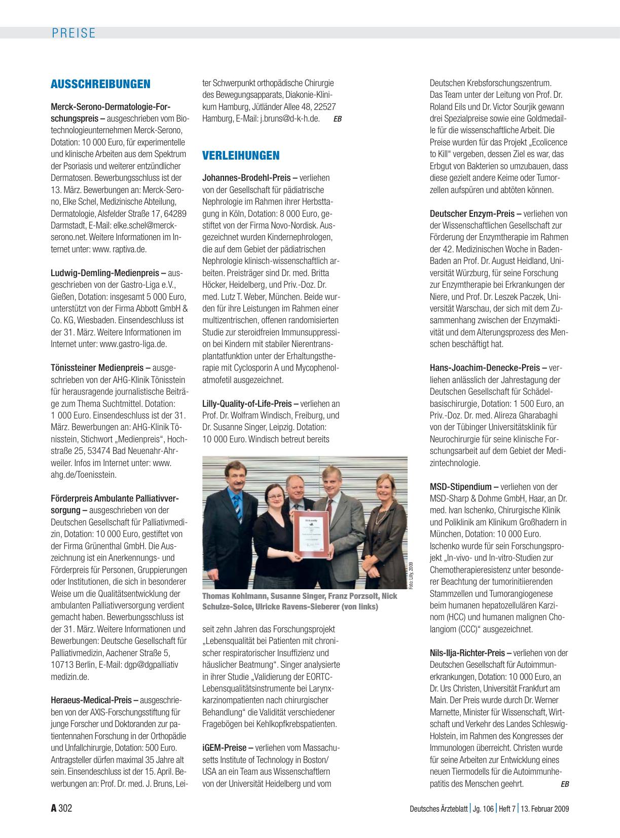 Vorschauseite 1: Verleihungen