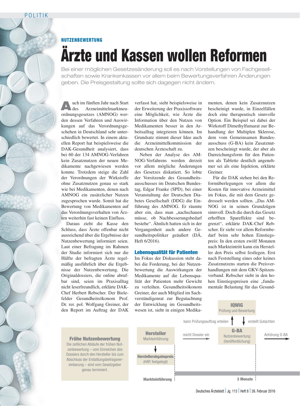Vorschauseite 1: Nutzenbewertung: Ärzte und Kassen wollen Reformen