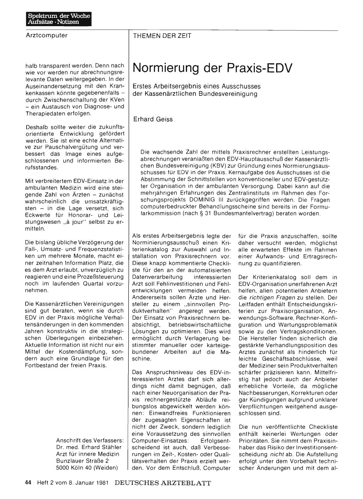 Vorschauseite 1: Normierung der Praxis-EDV