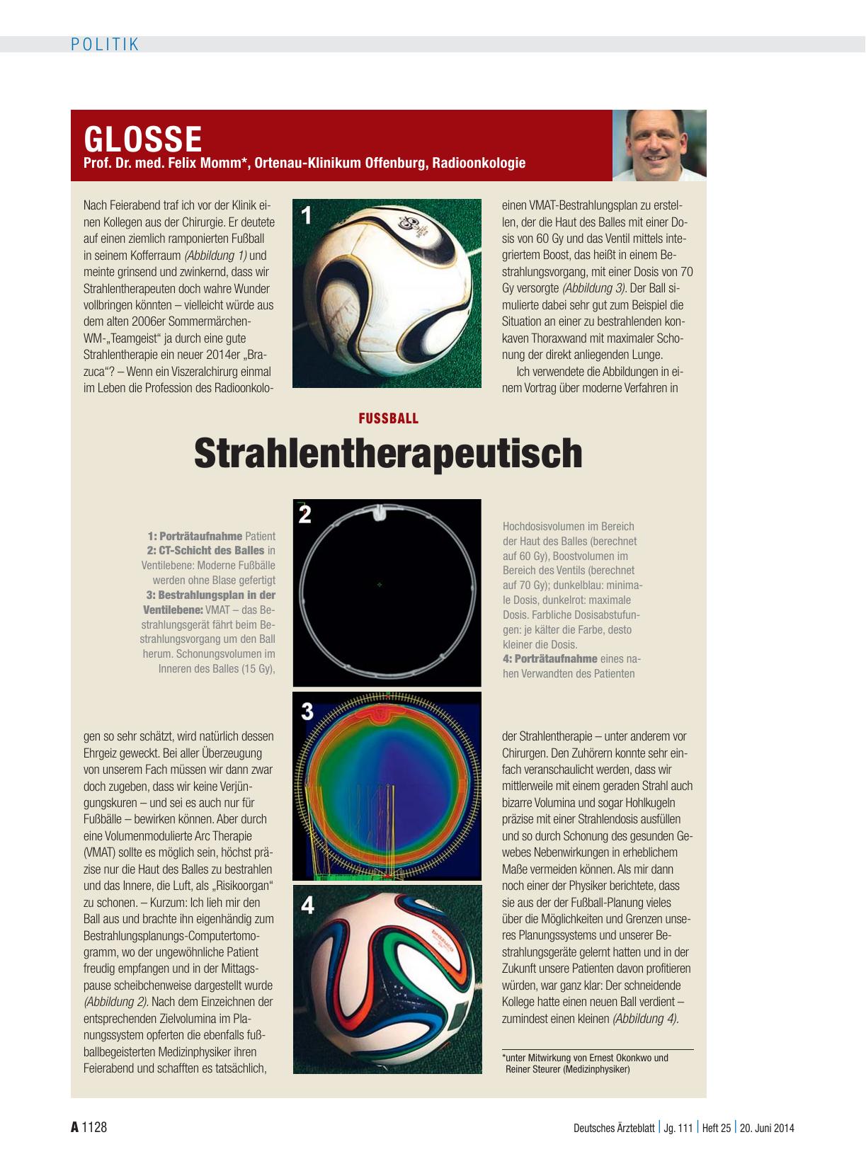 Vorschauseite 1: Fussball: Strahlentherapeutisch