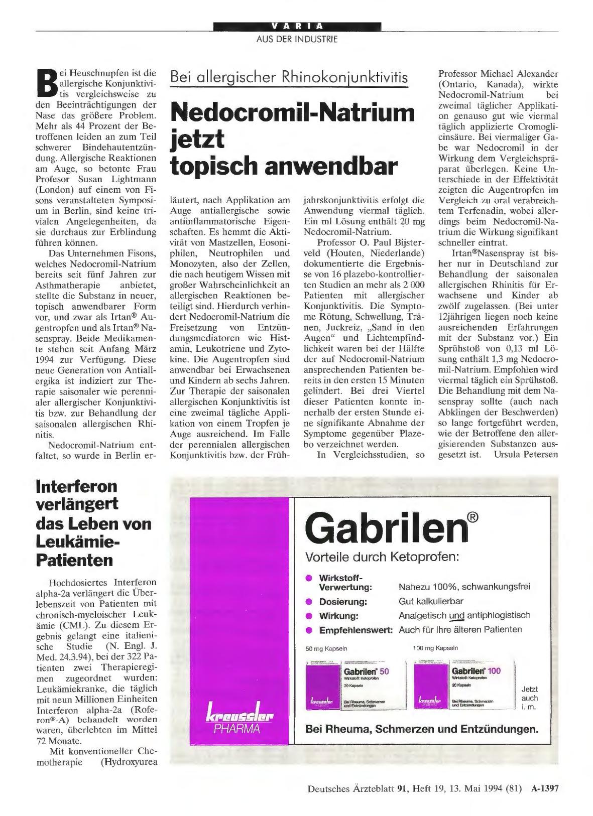 Vorschauseite 1: Bei allergischer Rhinokonjunktivitis: Nedocromil-Natrium jetzt topisch anwendbar