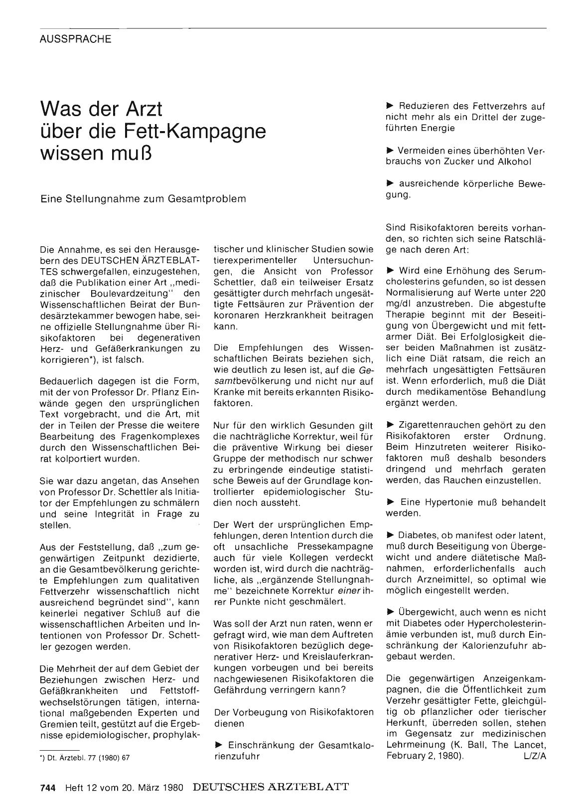 Vorschauseite 1: Was der Arzt über die Fett-Kampagne wissen muß