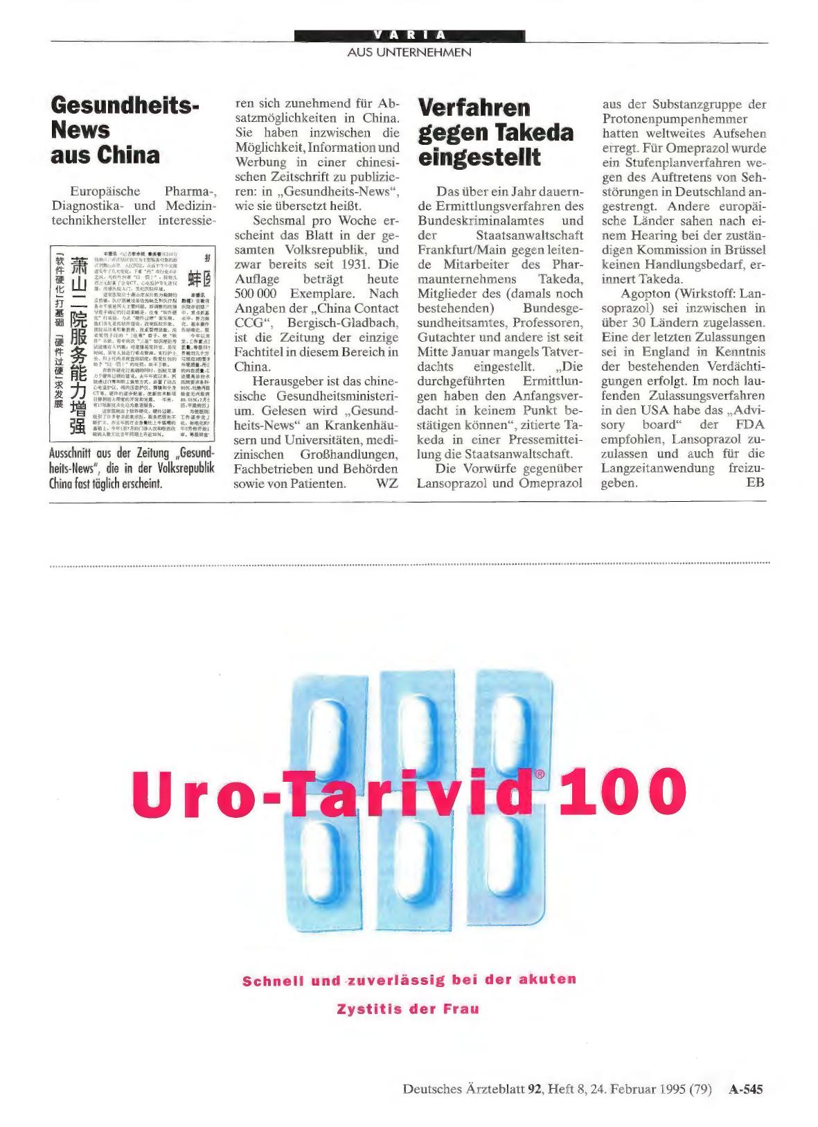 Vorschauseite 1: Verfahren gegen Takeda eingestellt