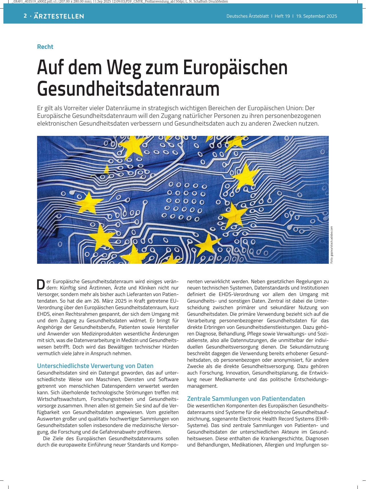 Vorschauseite 1: Recht: Auf dem Weg zum Europäischen Gesundheitsdatenraum