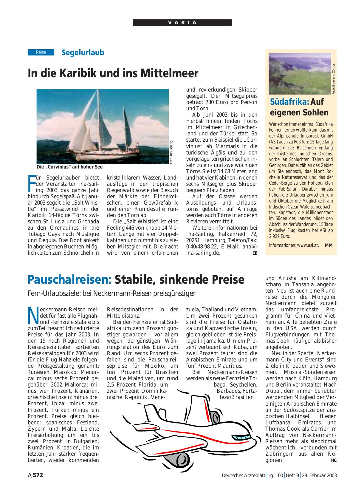 Vorschauseite 1: Pauschalreisen – Stabile, sinkende Preise: Fern-Urlaubsziele – bei Neckermann-Reisen preisgünstiger