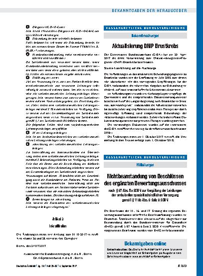 Vorschauseite 1: Aktualisierung DMP Brustkrebs