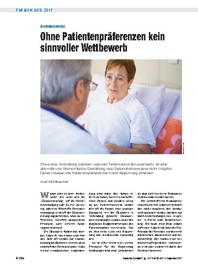 Vorschauseite 1: Ökonomisierung: Ohne Patientenpräferenzen kein sinnvoller Wettbewerb