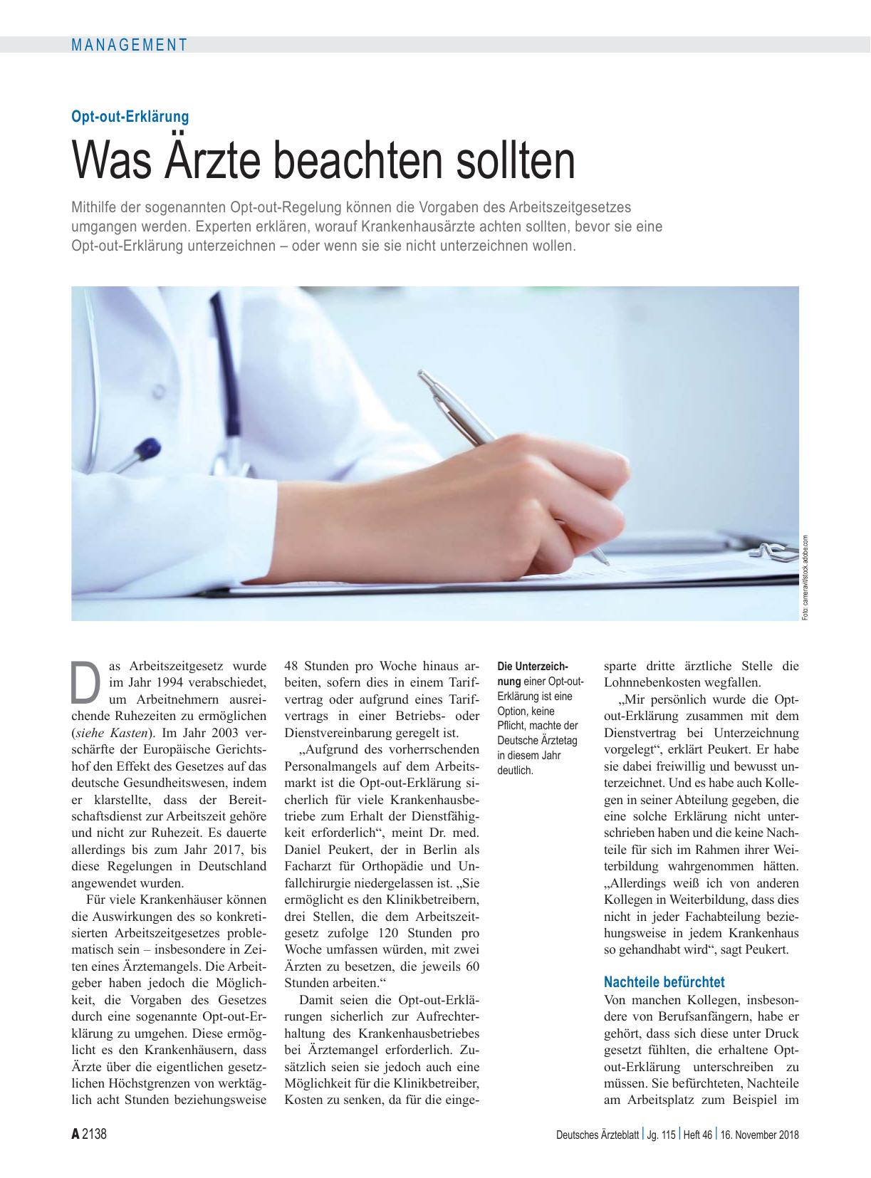 Vorschauseite 1: Opt-out-Erklärung: Was Ärzte beachten sollten