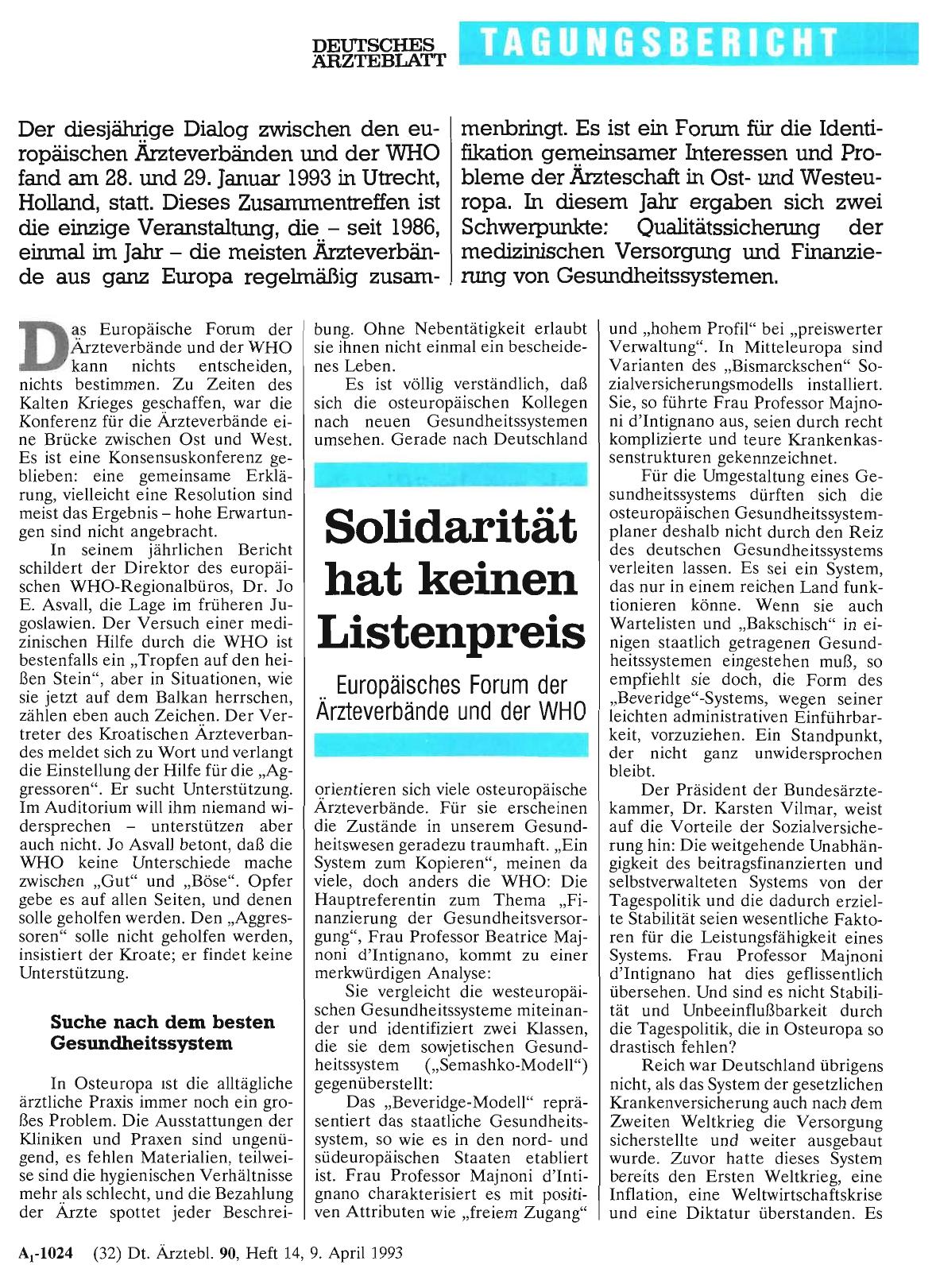 Vorschauseite 1: Solidarität hat keinen Listenpreis