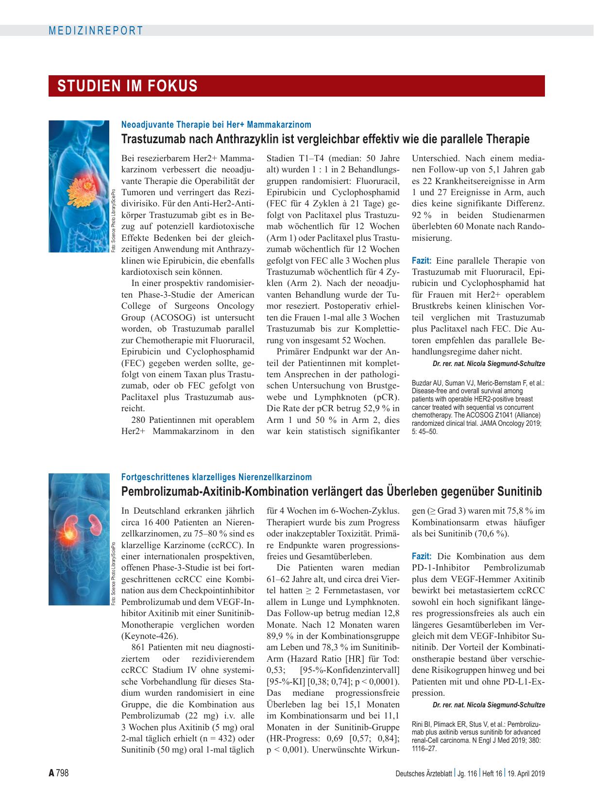 Vorschauseite 1: Fortgeschrittenes klarzelliges Nierenzellkarzinom: Pembrolizumab-Axitinib-Kombination verlängert das Überleben gegenüber Sunitinib