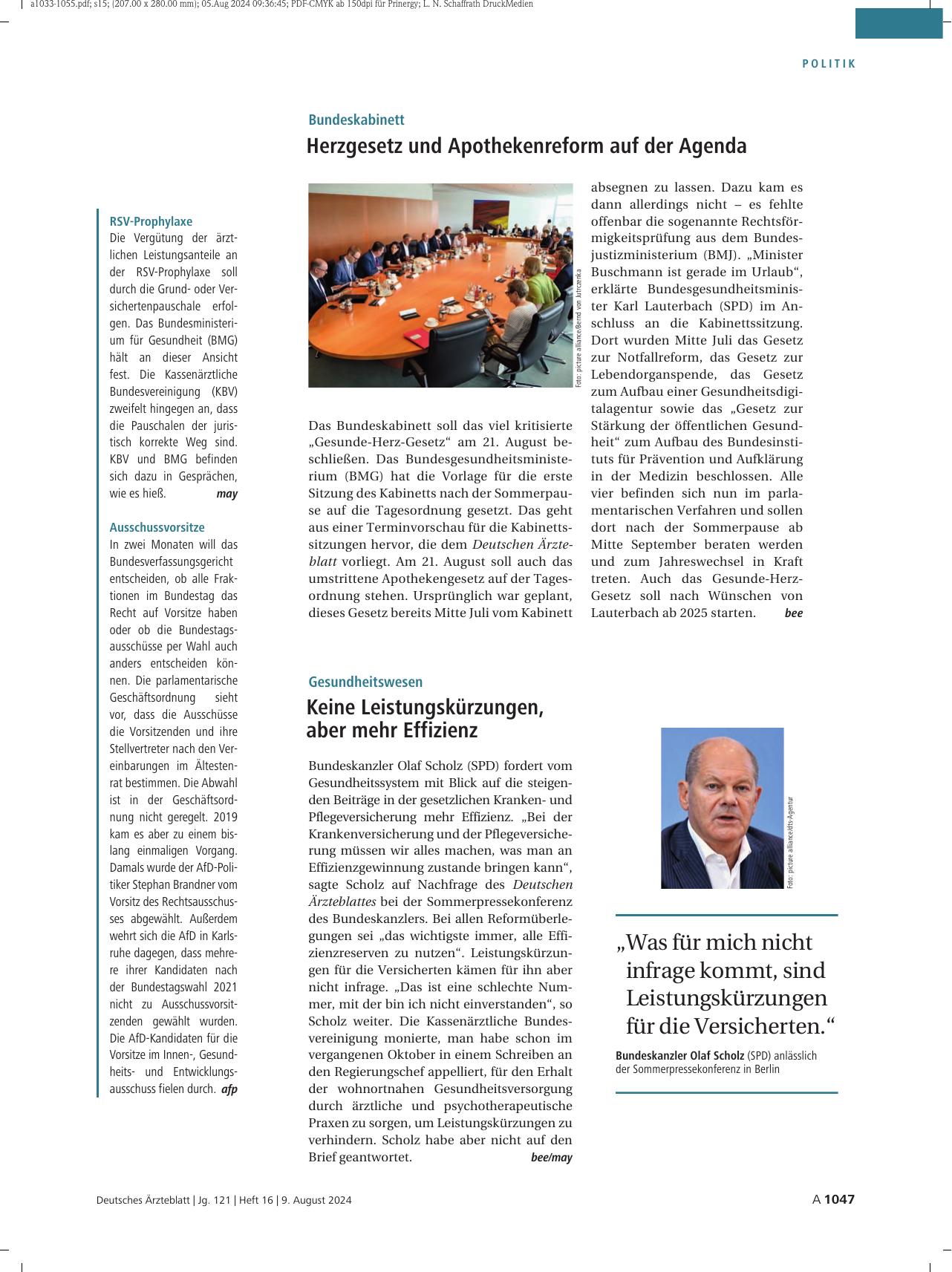 Vorschauseite 1: RSV-Prophylaxe / Ausschussvorsitzende