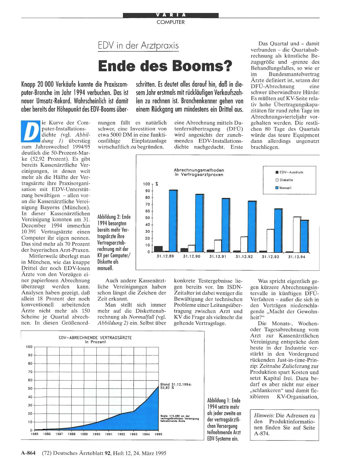 Vorschauseite 1: EDV in der Arztpraxis: Ende des Booms?