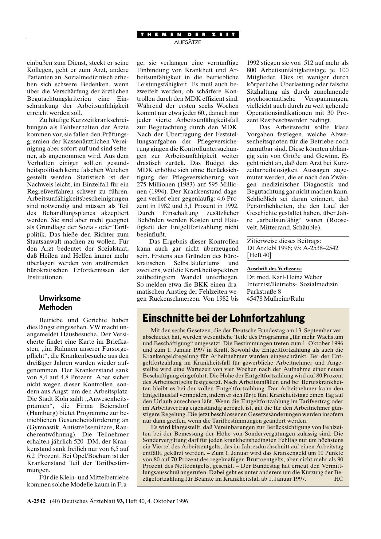 Vorschauseite 1: Einschnitte bei der Lohnfortzahlung