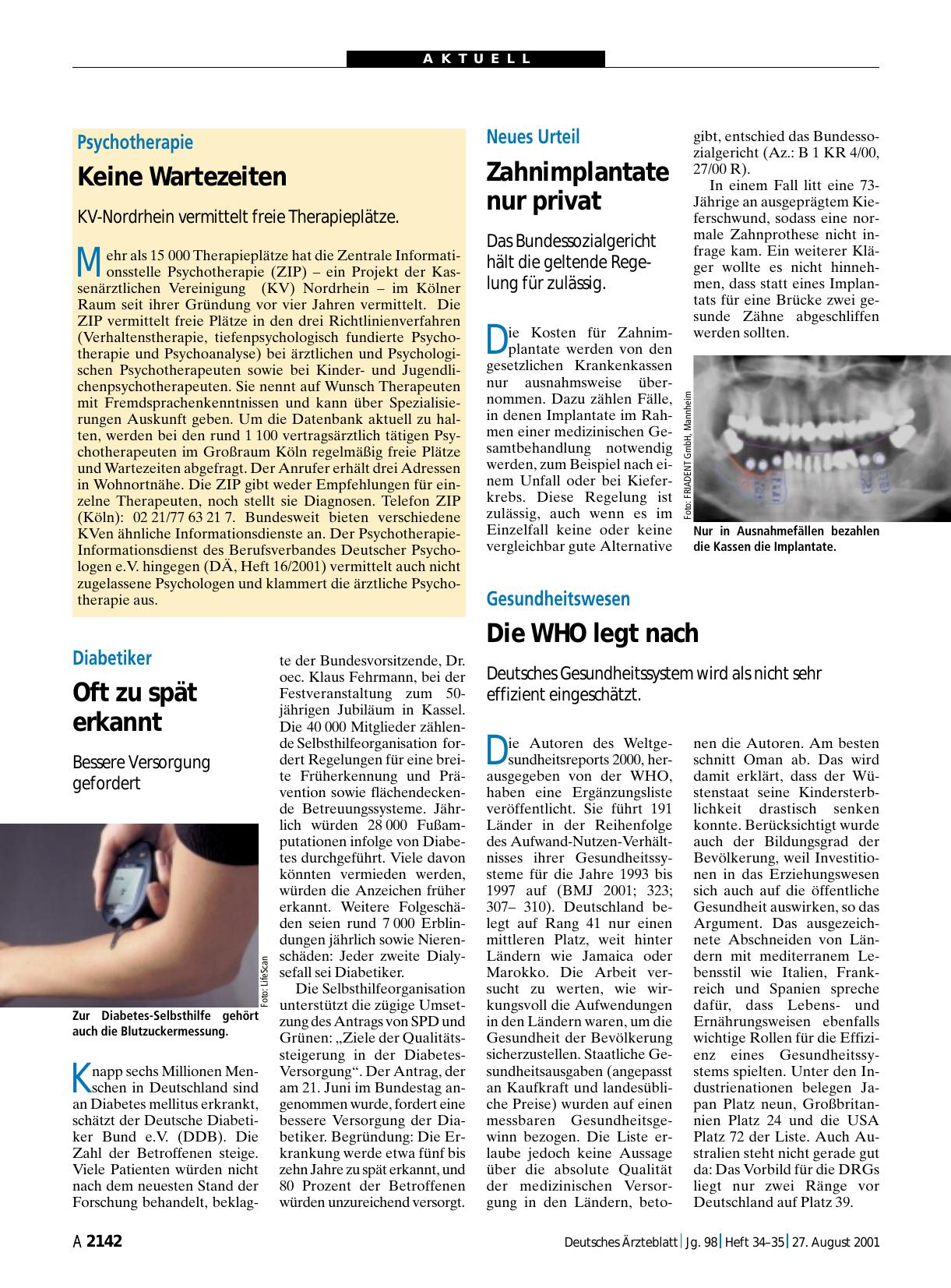 Vorschauseite 1: Psychotherapie: Keine Wartezeiten