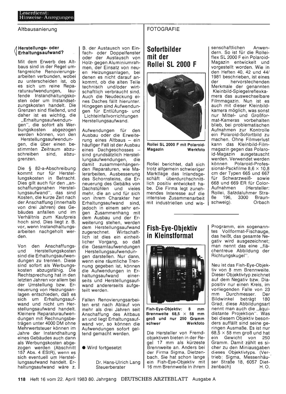 Vorschauseite 1: Fish-Eye-Objektiv in Kleinstformat