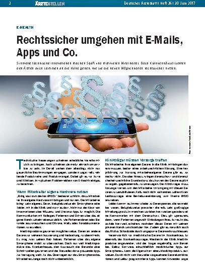 Vorschauseite 1: E-Health: Rechtssicher umgehen mit E-Mails, Apps und Co.