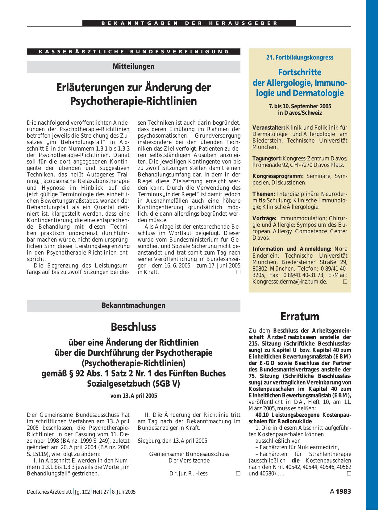 Vorschauseite 1: 21. Fortbildungskongress: Fortschritte der Allergologie, Immunologie und Dermatologie
