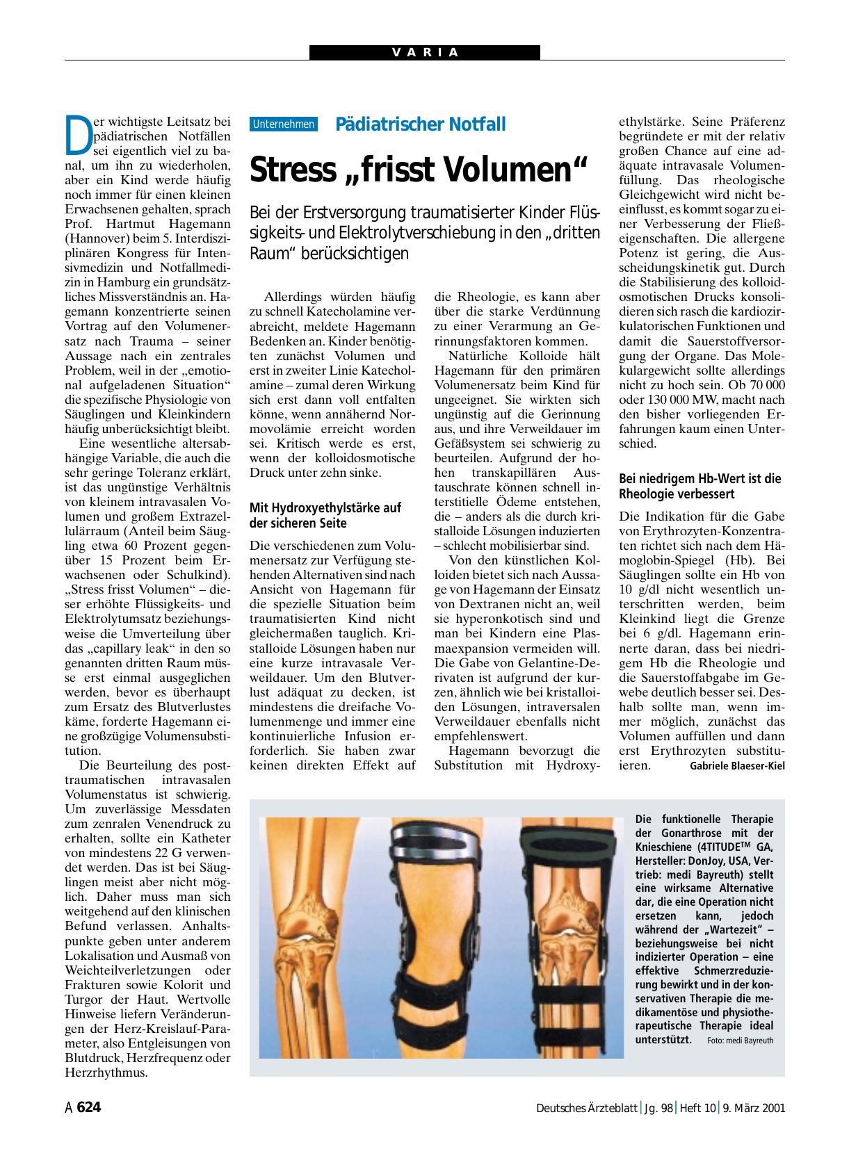 Vorschauseite 1: Pädiatrischer Notfall: Stress „frisst Volumen“