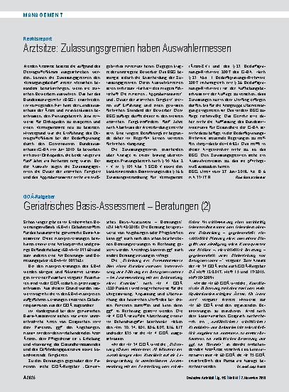 Vorschauseite 1: GOÄ-Ratgeber: Geriatrisches Basis-Assessment – Beratungen (2)