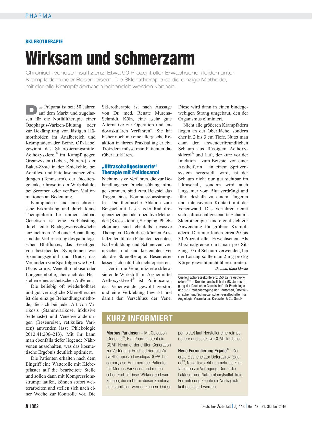 Vorschauseite 1: Sklerotherapie: Wirksam und schmerzarm