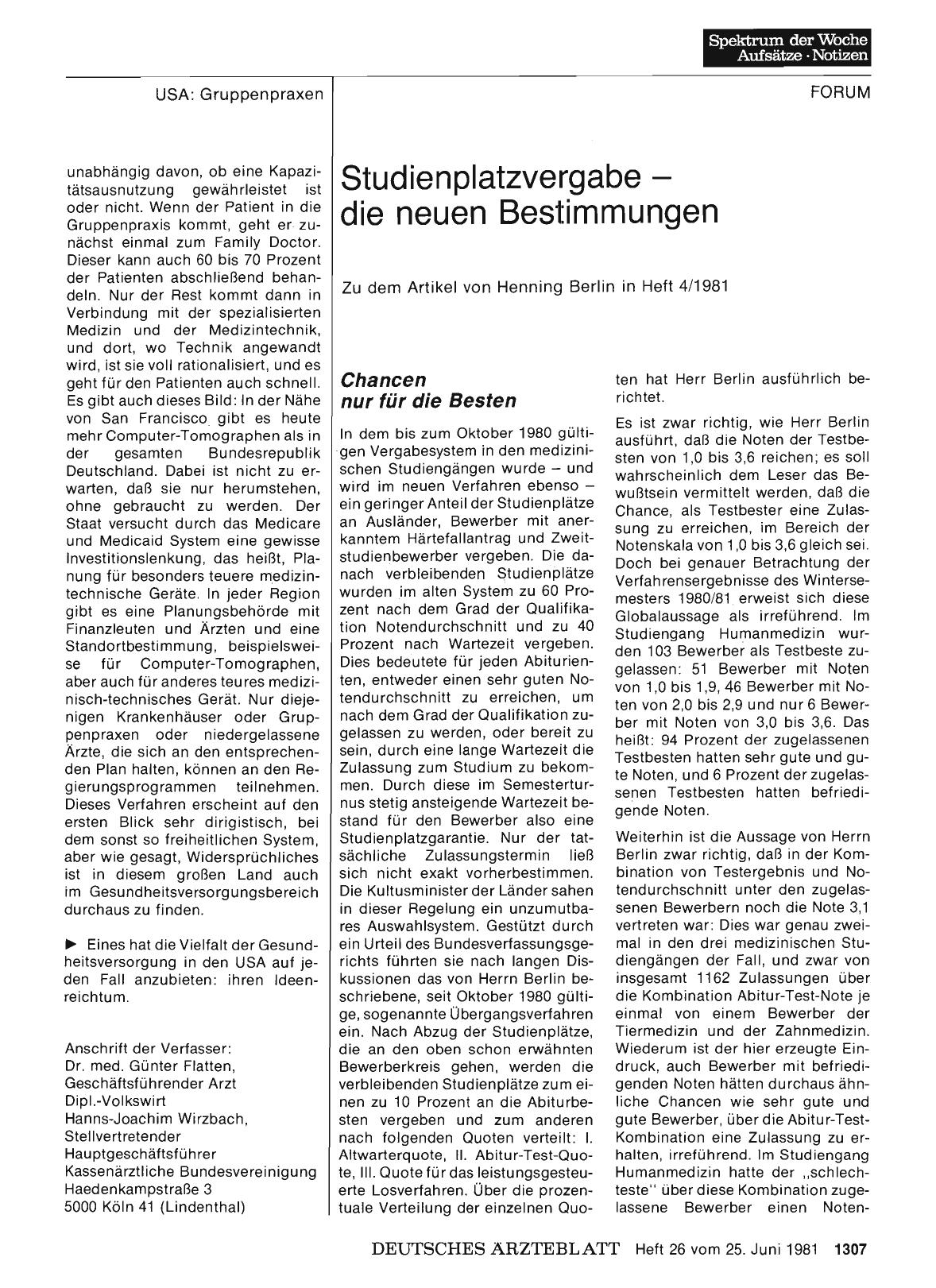 Vorschauseite 1: Studienplatzvergabe - die neuen Bestimmungen: Chancen nur für die Besten