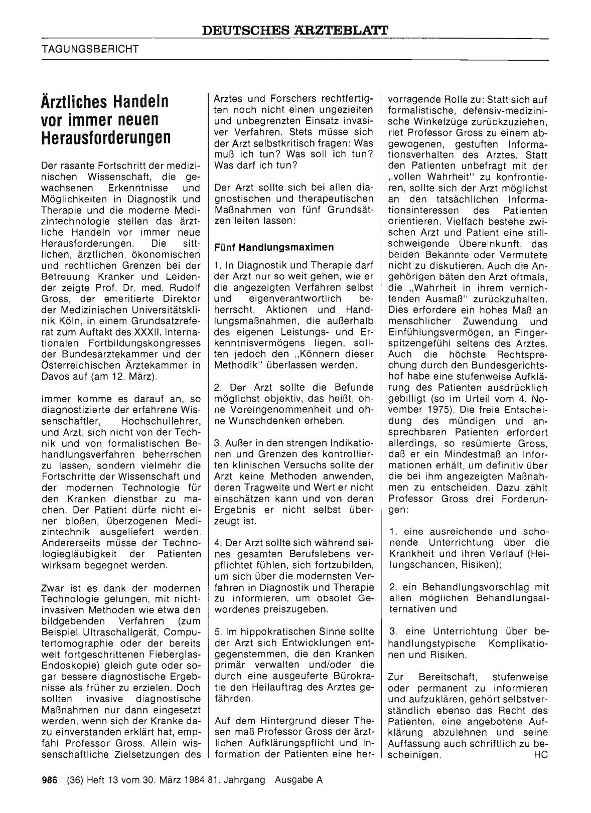Vorschauseite 1: Ärztliches Handeln vor immer neuen Herausforderungen