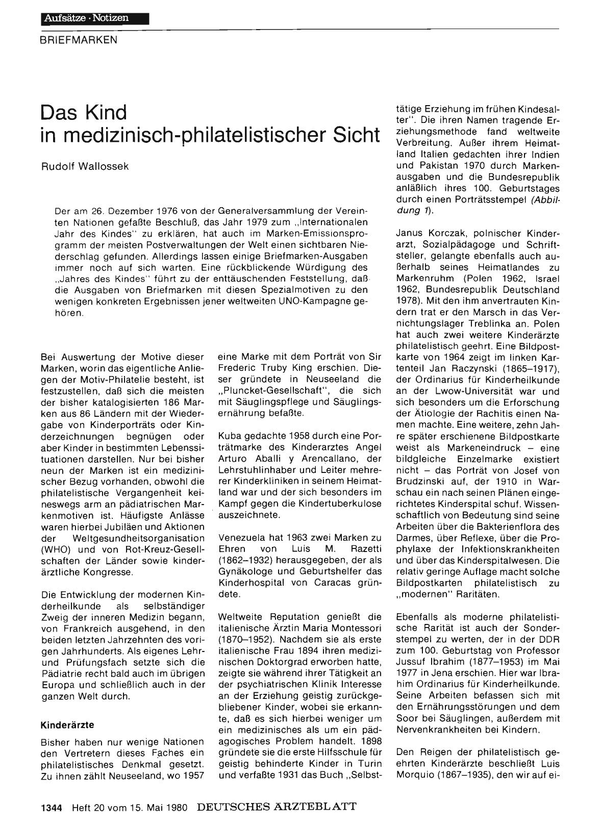 Vorschauseite 1: Das Kind in medizinisch-philatelistischer Sicht