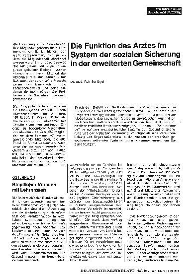 Vorschauseite 1: Die Funktion des Arztes im System der sozialen Sicherung in der erweiterten Gemeinschaft