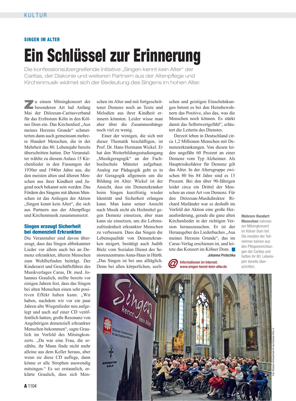 Vorschauseite 1: Singen im Alter: Ein Schlüssel zur Erinnerung