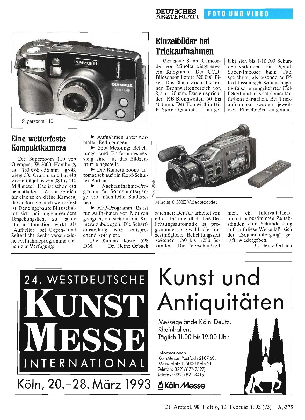 Vorschauseite 1: Einzelbllder bei Trickaufnahmen