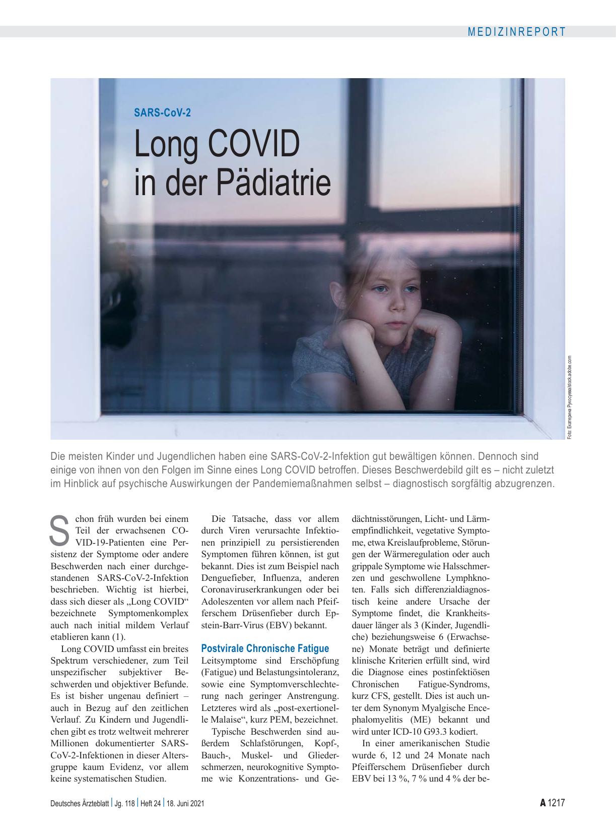 Vorschauseite 1: SARS-CoV-2: Long COVID in der Pädiatrie